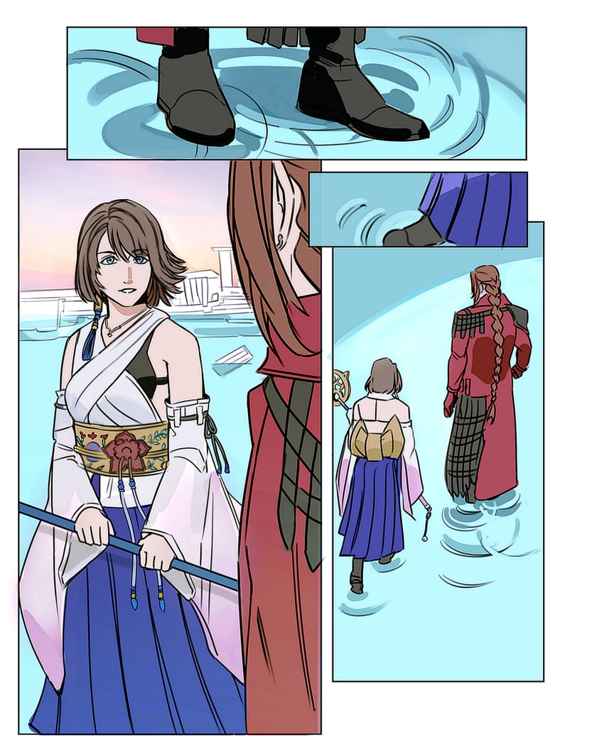 yuna and genesis rhapsodos (final fantasy and 2 more) drawn by newb_ff7r