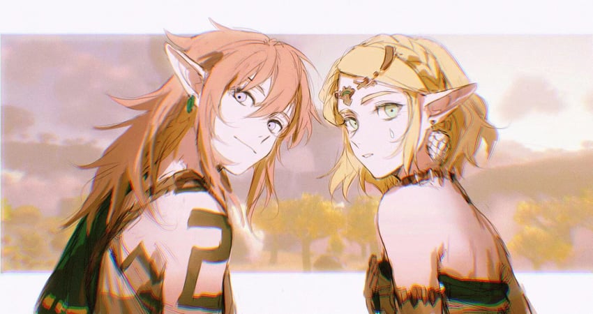 link and princess zelda (the legend of zelda and 1 more) drawn by ji_yuyun