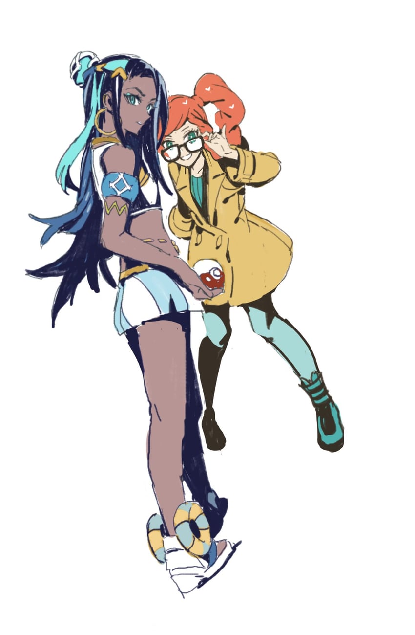 nessa and sonia (pokemon and 1 more) drawn by nobita_(makoto7060355)