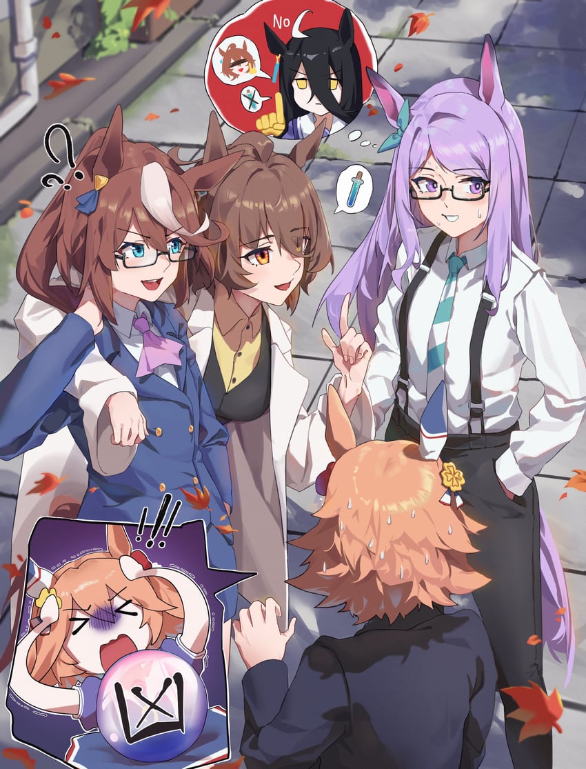 agnes tachyon, manhattan cafe, mejiro mcqueen, tokai teio, and matikanefukukitaru (umamusume and 1 more) drawn by tuomali