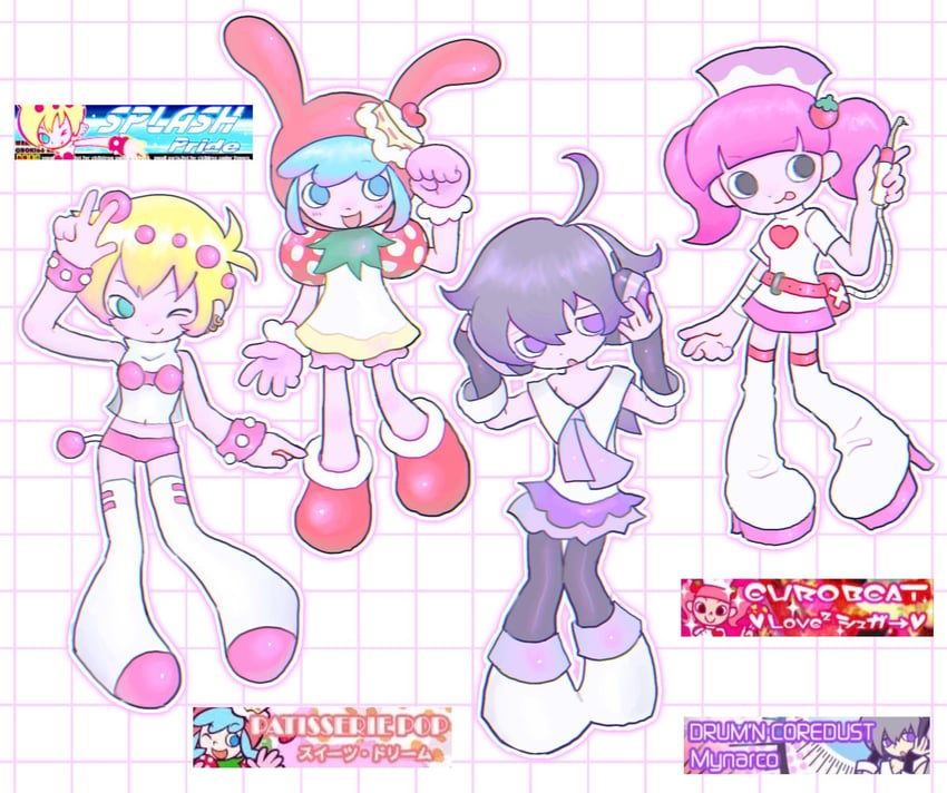 milk, minit's, nia, and ageha (bemani and 1 more) drawn by r_m_c_3