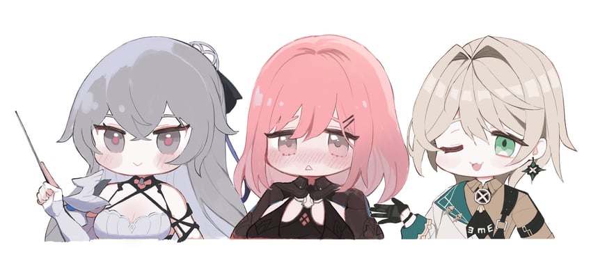 bronya zaychik, timido cute, and lyle collodi (honkai and 1 more) drawn by tare_(tonikaku_magaru)