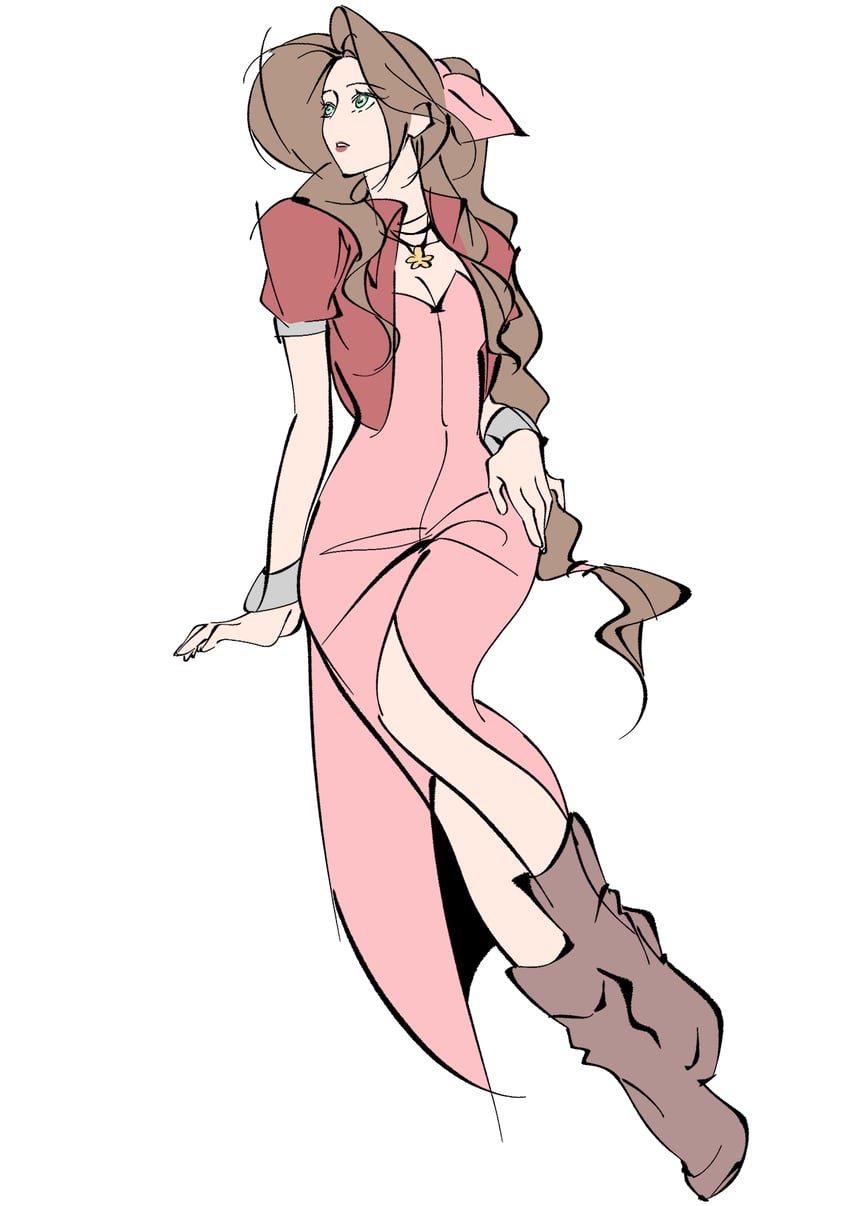 aerith gainsborough (final fantasy and 1 more) drawn by mianmian741