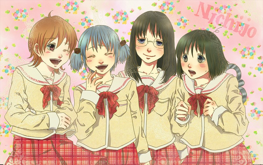 shinonome nano, naganohara mio, aioi yuuko, and minakami mai (nichijou) drawn by sabakan_shkn