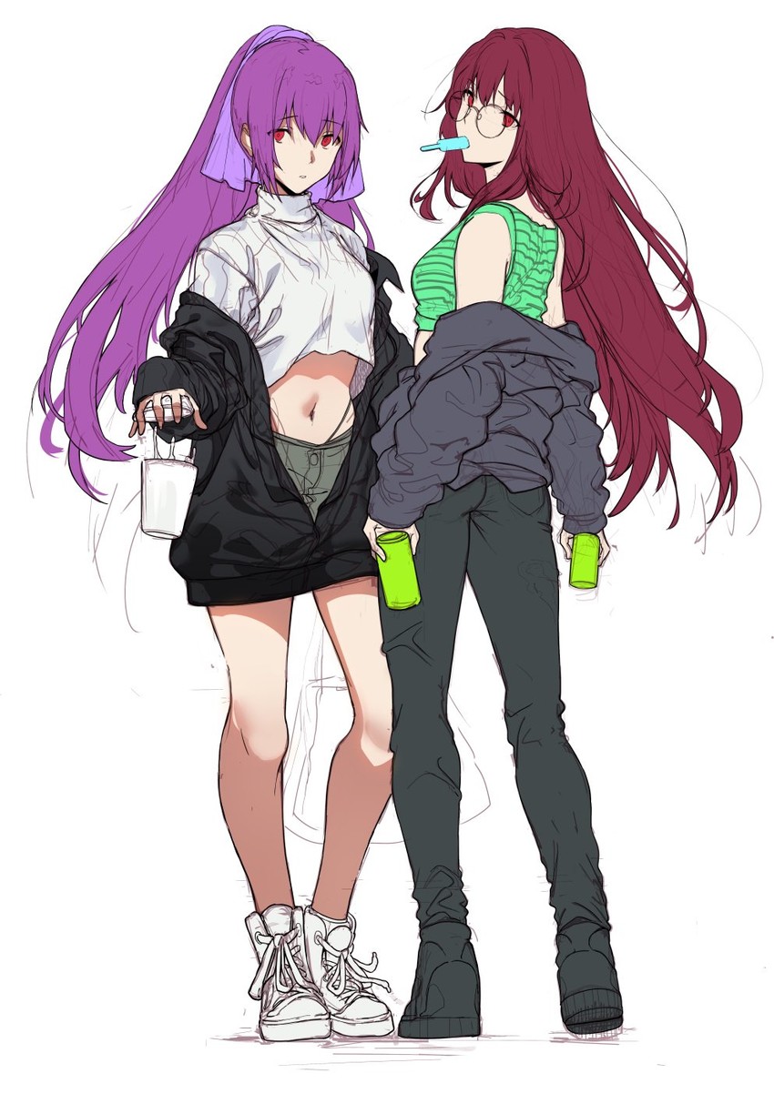 scathach and scathach skadi (fate and 1 more) drawn by hews