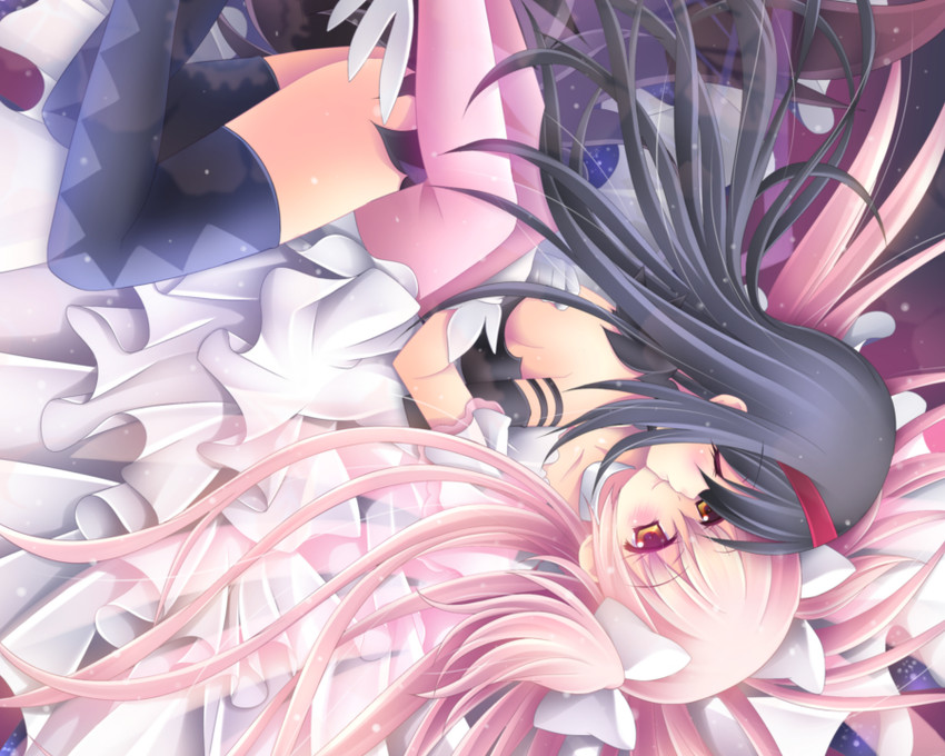 akemi homura, kaname madoka, ultimate madoka, and akuma homura (mahou shoujo madoka magica and 1 more) drawn by skf