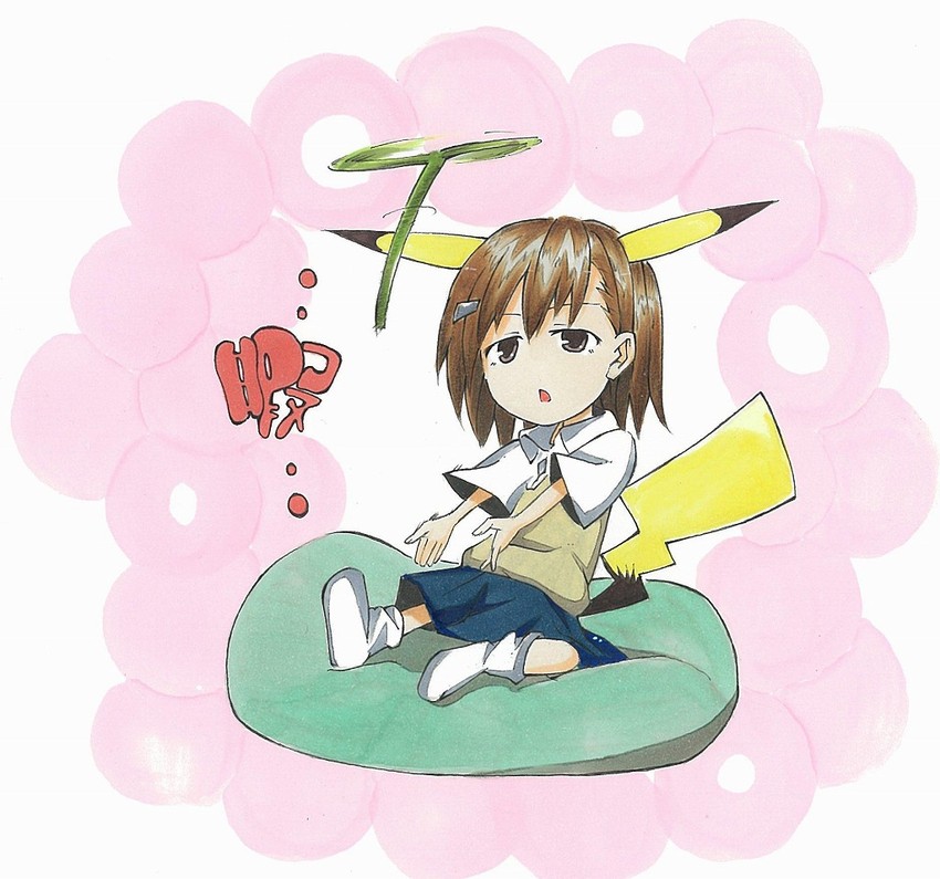 pikachu and misaka mikoto (pokemon and 2 more) drawn by nokouikida
