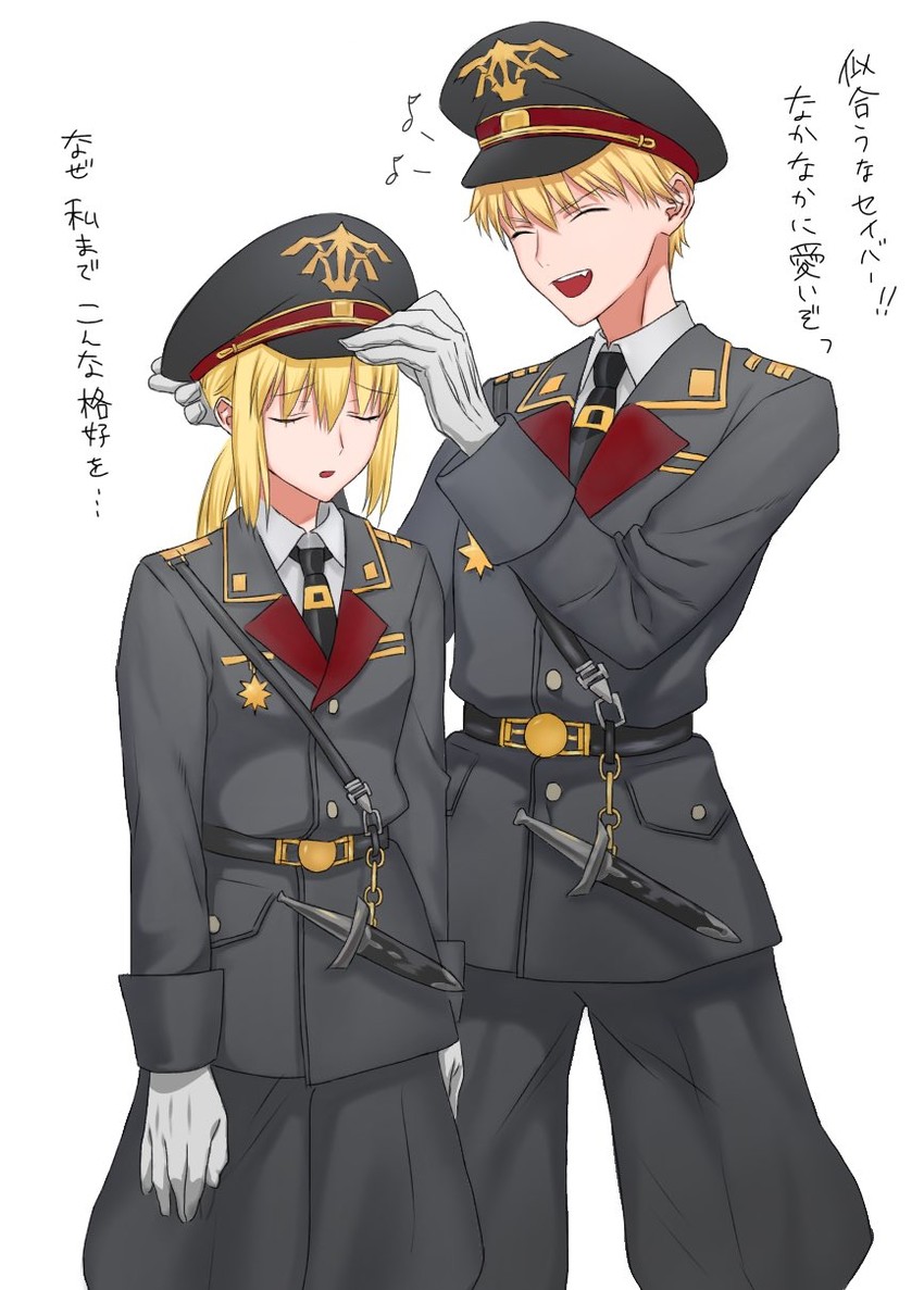 artoria pendragon, saber, and gilgamesh (fate and 2 more) drawn by nipi27