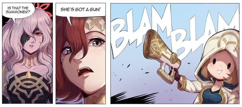 kiran, female kiran, embla, and elm (fire emblem and 2 more) drawn by evomanaphy