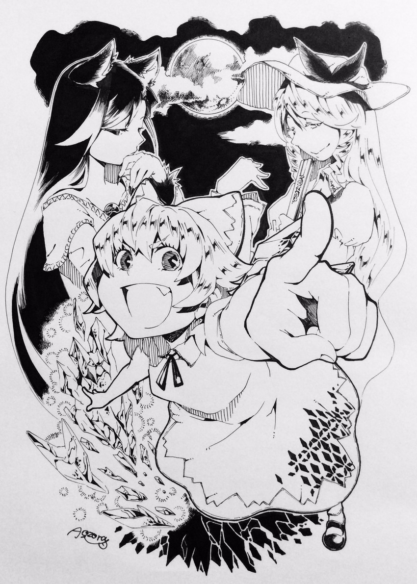 cirno, imaizumi kagerou, and watatsuki no toyohime (touhou) drawn by aozora_taf