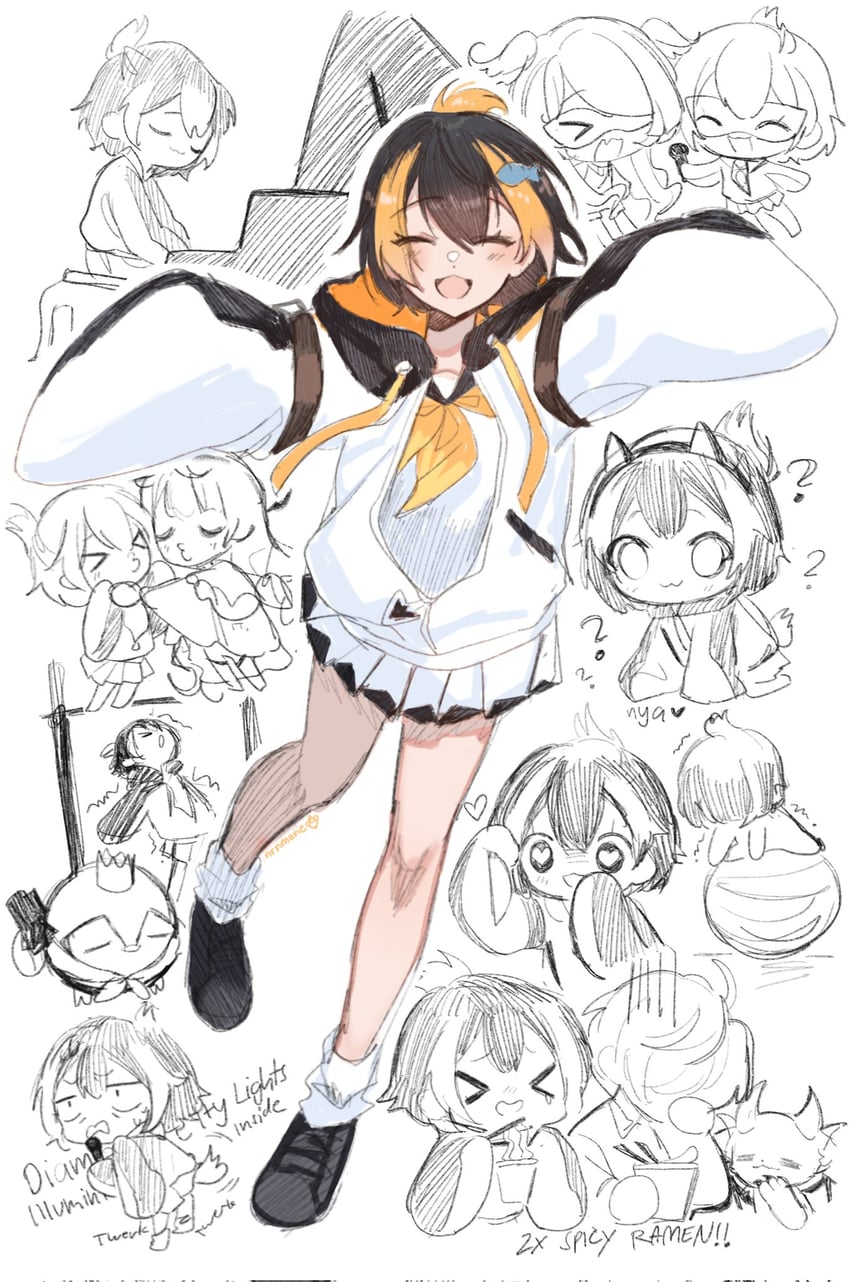 elira pendora, petra gurin, reimu endou, oliver evans, and pentomo (nijisanji and 1 more) drawn by nrnmarie