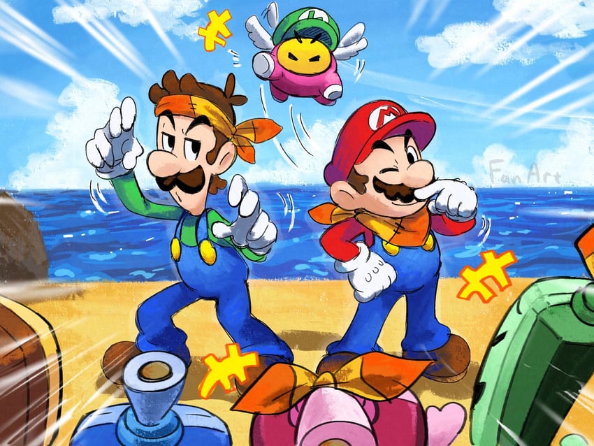 mario, luigi, snoutlet, ireen, loog, and 2 more (mario and 2 more) drawn by ya_mari_6363