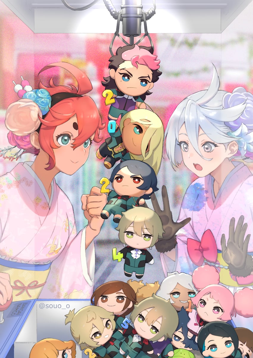 suletta mercury, miorine rembran, secelia dote, guel jeturk, elan ceres, and 10 more (gundam and 1 more) drawn by soul_(tamashii)
