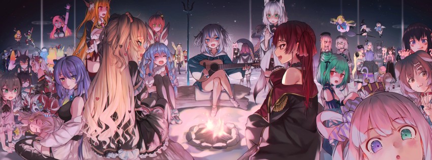 gawr gura, houshou marine, shirakami fubuki, hoshimachi suisei, mori calliope, and 42 more (hololive and 2 more) drawn by torriet