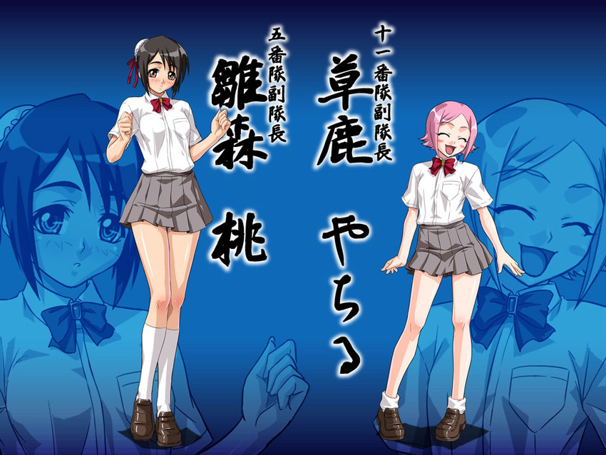 hinamori momo and kusajishi yachiru (bleach) drawn by kagami_hirotaka
