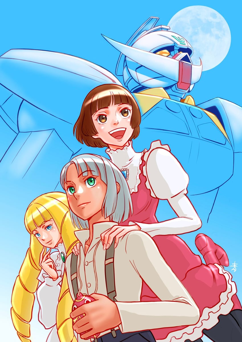 loran cehack, turn a gundam, dianna soreil, kihel heim, and sochie heim (gundam and 1 more) drawn by aobito_sukoyaka_bystander