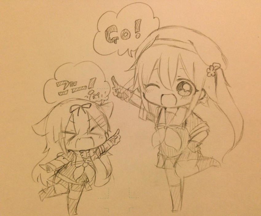 yuudachi, yuudachi kai ni, and harusame (kantai collection) drawn by jako_(jakoo21)