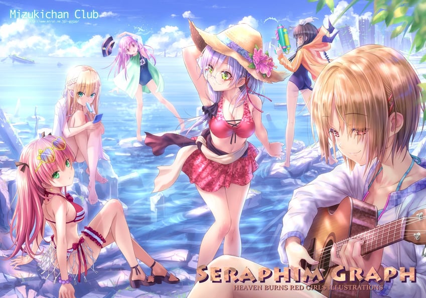 kayamori ruka, izumi yuki, asakura karen, kunimi tama, and aikawa megumi (heaven burns red and 1 more) drawn by goto_p
