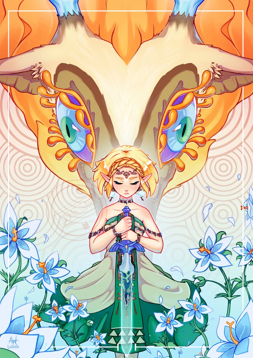 princess zelda and light dragon (the legend of zelda and 1 more) drawn by lushiesart