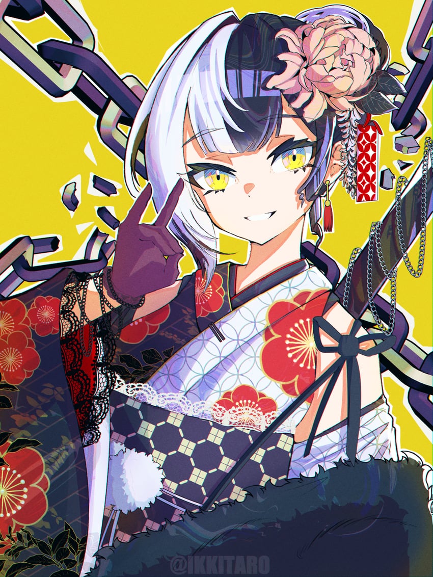 shiori novella (hololive and 1 more) drawn by ikkitaro