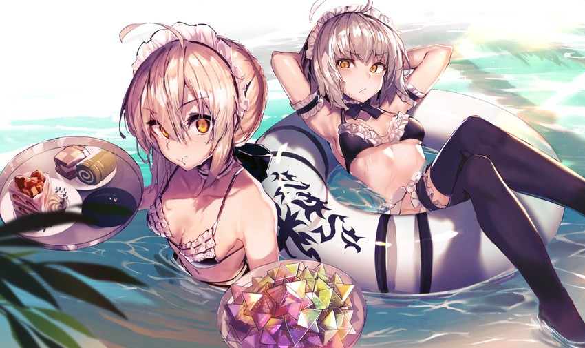 artoria pendragon, jeanne d'arc alter, and saber alter (fate and 1 more) drawn by akieda