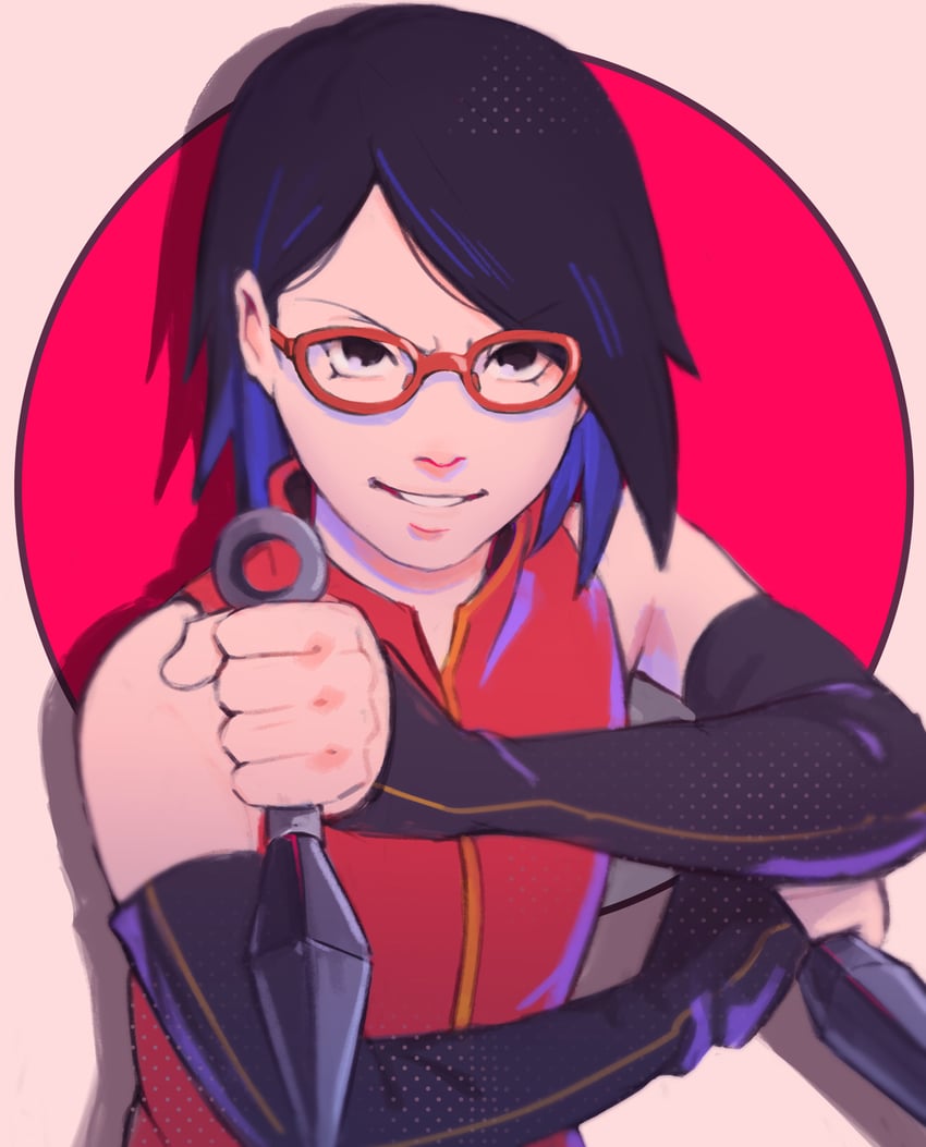 uchiha sarada (naruto and 1 more) drawn by xmonday_mintx