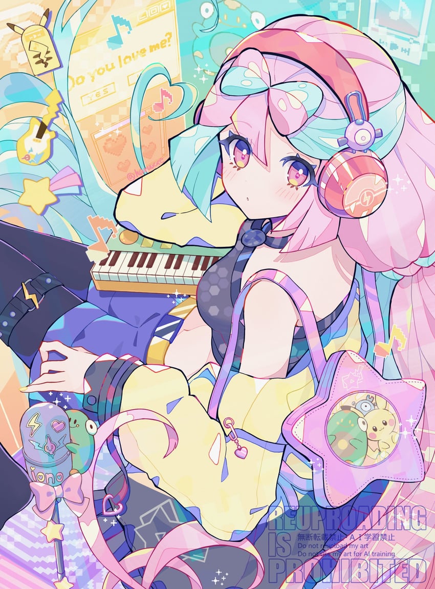 pikachu, iono, rotom, magnemite, and bellibolt (pokemon and 1 more) drawn by haru_(haruxxe)