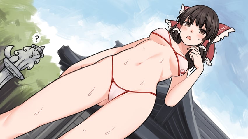 hakurei reimu and komano aunn (touhou) drawn by miyo_(ranthath)