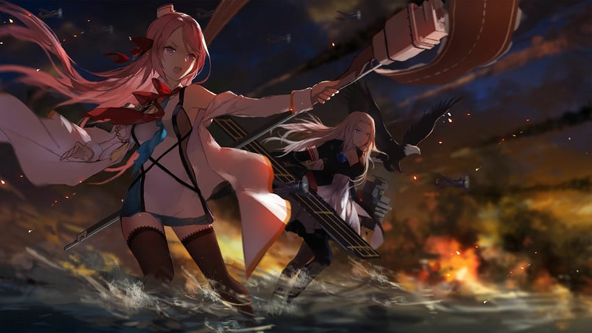 grim, yorktown, and lexington (azur lane) drawn by swd3e2