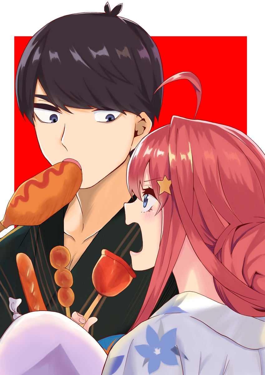 nakano itsuki and uesugi fuutarou (go-toubun no hanayome) drawn by kouta(34765766)