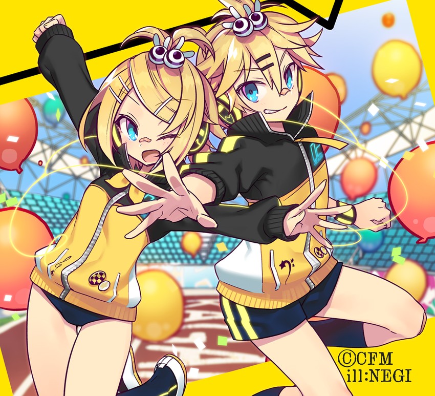 kagamine rin and kagamine len (vocaloid and 2 more) drawn by negi_(ulog'be)