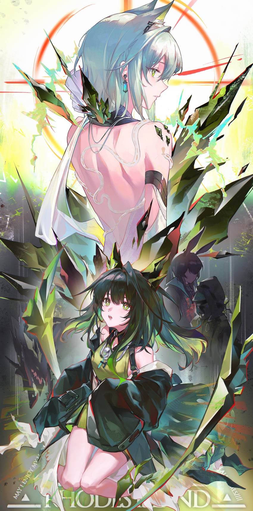 doctor, amiya, kal'tsit, and mon3tr (arknights) drawn by shaokao_lajitong