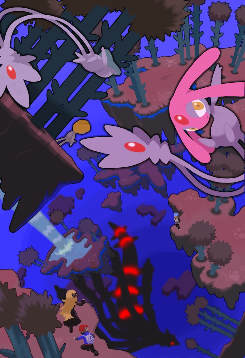 cynthia, lucas, giratina, cyrus, mesprit, and 2 more (pokemon and 2 more)