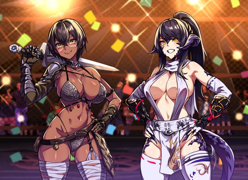 warrior of light and sapphira nyx (original and 2 more) drawn by samael_(5211)