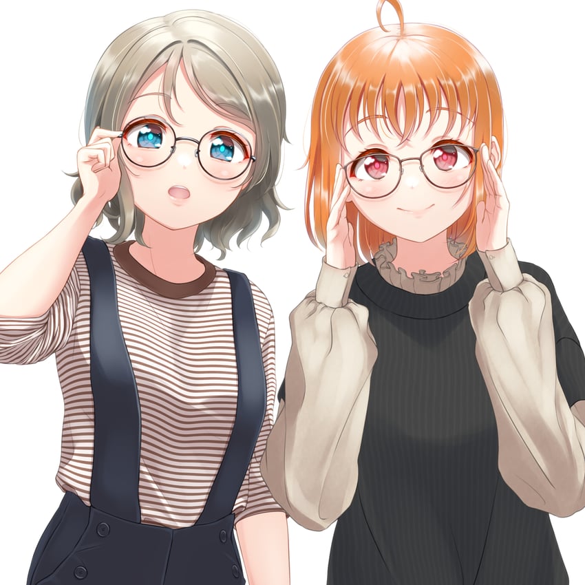 watanabe you and takami chika (love live! and 1 more) drawn by toine