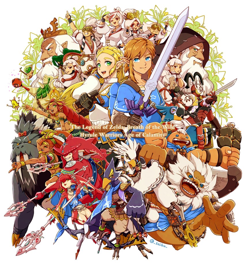 link, princess zelda, purah, mipha, sidon, and 16 more (the legend of zelda and 2 more) drawn by saiba_(henrietta)