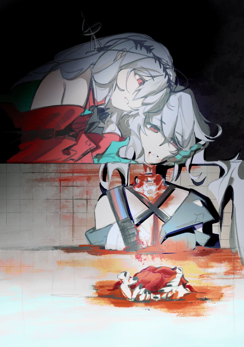 skadi, specter, skadi the corrupting heart, and specter the unchained (arknights) drawn by mini_nie_kou_piaoliu_zhong