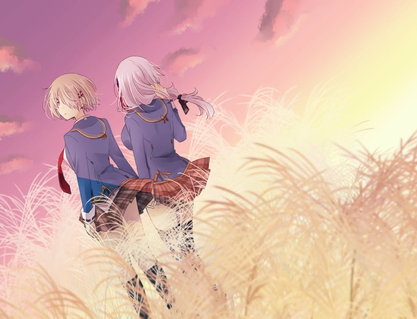 kayamori ruka and izumi yuki (heaven burns red) drawn by uyuki_(ouun)