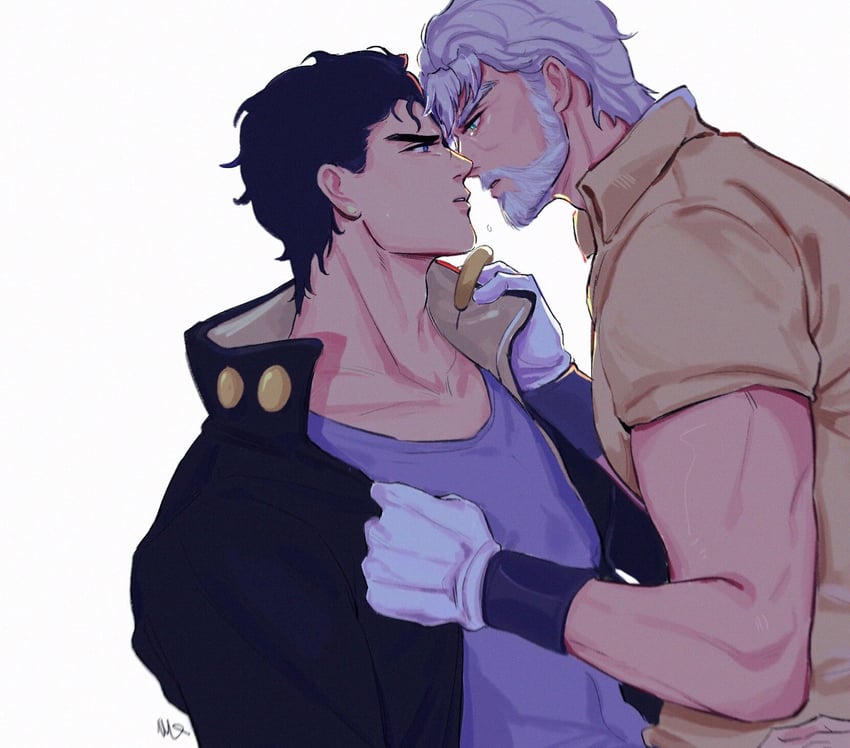 joseph joestar and kujo jotaro (jojo no kimyou na bouken and 1 more) drawn by vamos_mk