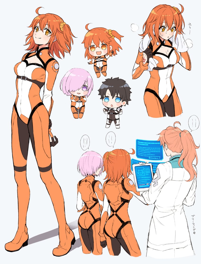 mash kyrielight, fujimaru ritsuka, and romani archaman (fate and 1 more) drawn by waka_(owakao_f)