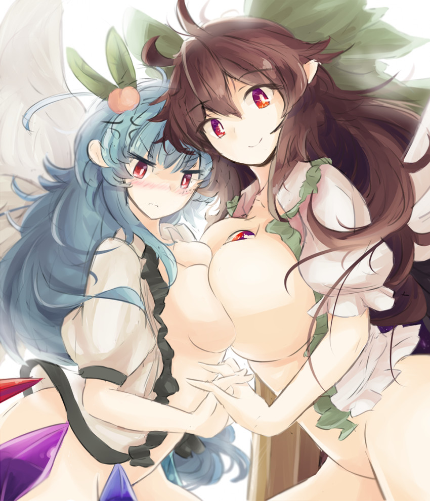 reiuji utsuho and hinanawi tenshi (touhou) drawn by satou_rin_(gobugabuge)