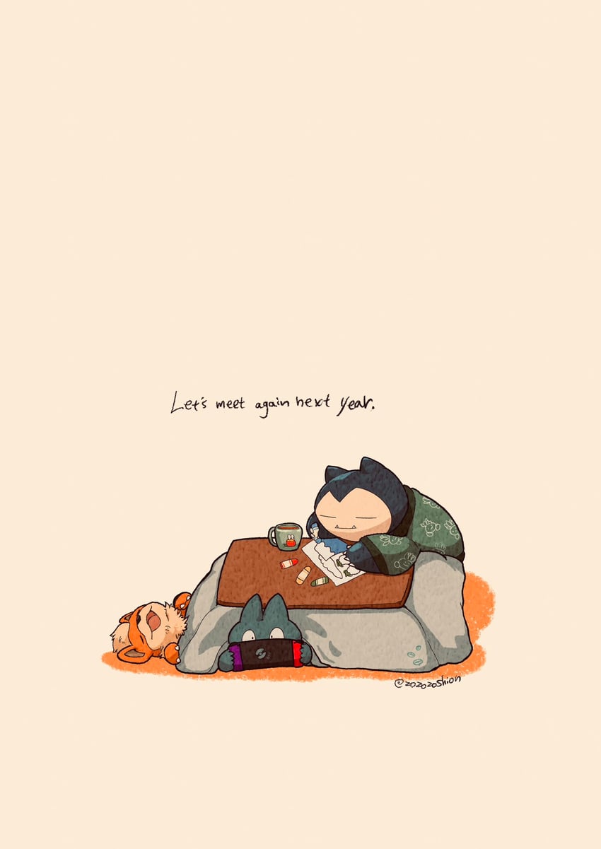 snorlax, applin, munchlax, and growlithe (pokemon) drawn by zozozoshion