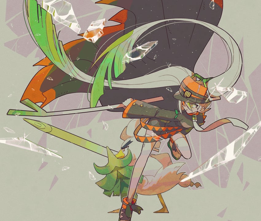 hatsune miku, sirfetch'd, and fighting miku (pokemon and 2 more) drawn by fukkatsu_no_maya