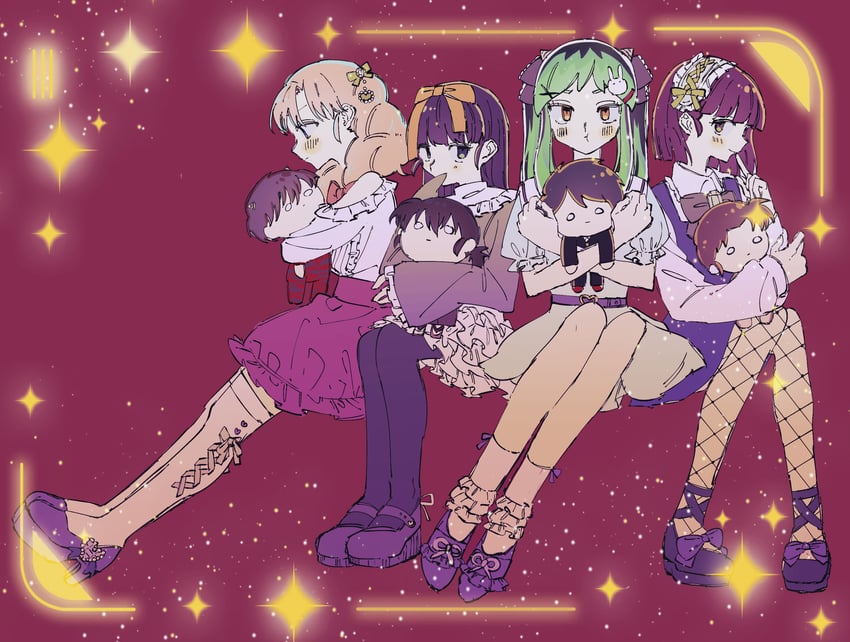 lum, moroboshi ataru, ran, miyake shinobu, mendou shuutarou, and 3 more (urusei yatsura) drawn by yukipanna