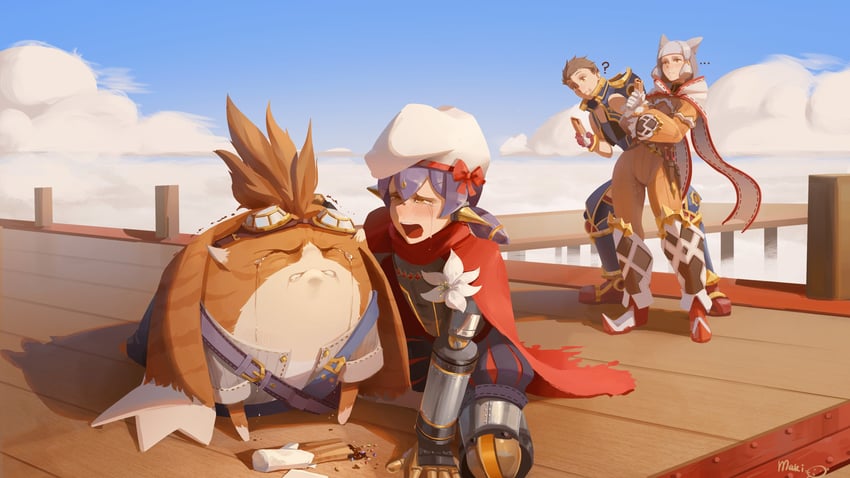 nia, rex, poppi, tora, and poppi alpha (xenoblade chronicles and 1 more) drawn by sushoartworks