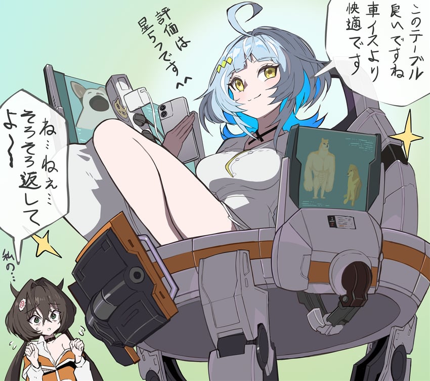 doge, trony, and nadia (goddess of victory: nikke) drawn by syope