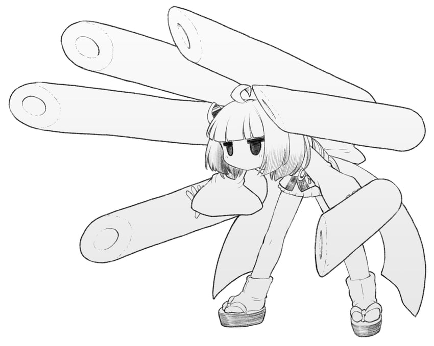 touhoku kiritan and monster destroid (voiceroid and 1 more) drawn by yunji