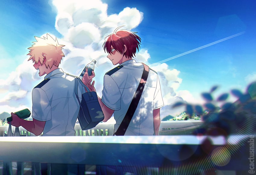 bakugou katsuki and todoroki shoto (boku no hero academia) drawn by cactusnabe