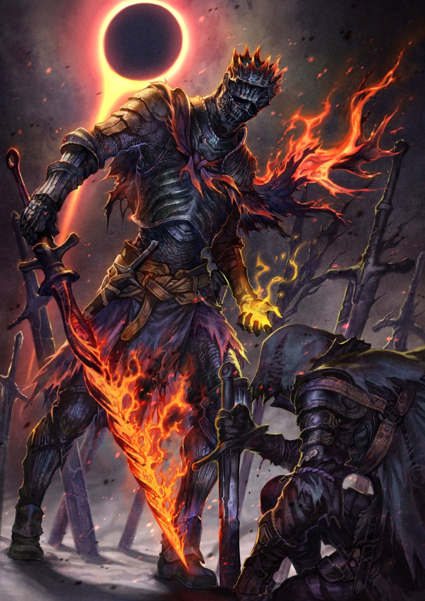 ashen one and soul of cinder (dark souls and 1 more) drawn by touge_(kubiwa_tsuki)