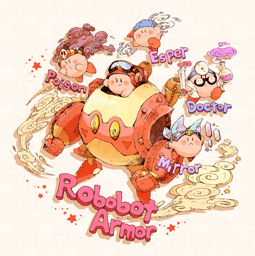 kirby, robobot armor, mirror kirby, doctor kirby, esp kirby, and 1 more (kirby and 1 more) drawn by maniani